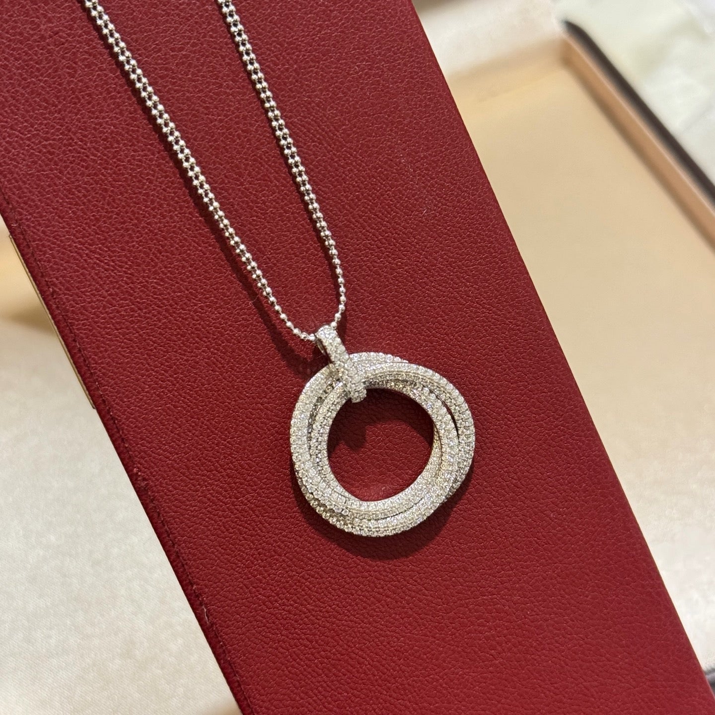 [Amore]TRINITY LARGE FULL DIAMOND  NECKLACE
