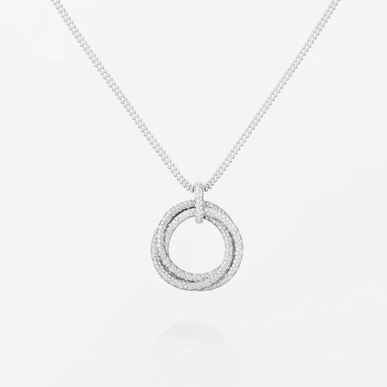 [Amore]TRINITY LARGE FULL DIAMOND  NECKLACE