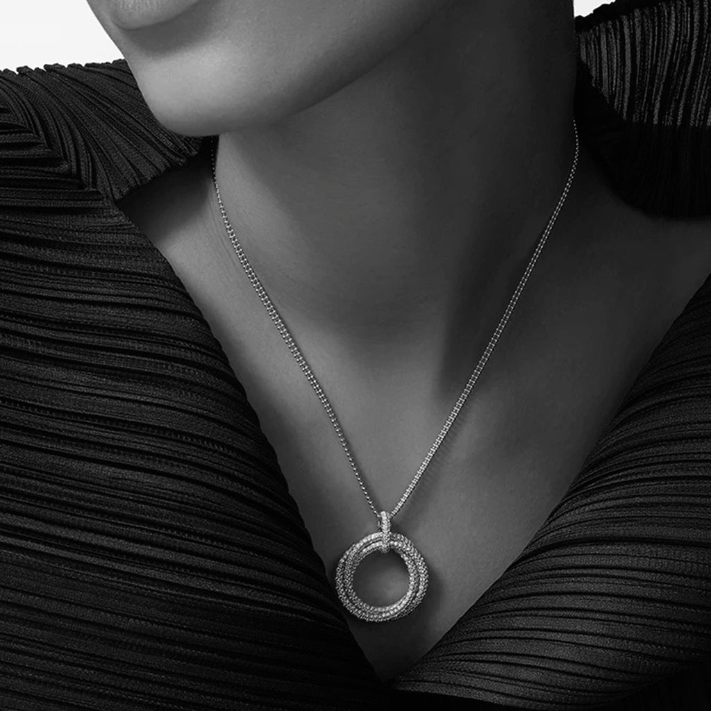 [Amore]TRINITY LARGE FULL DIAMOND  NECKLACE