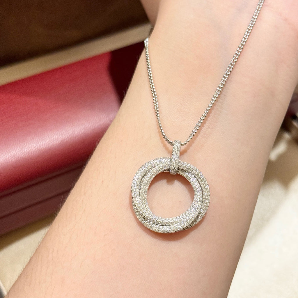 [Amore]TRINITY LARGE FULL DIAMOND  NECKLACE