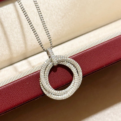 [Amore]TRINITY LARGE FULL DIAMOND  NECKLACE