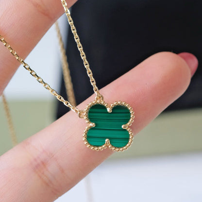 [Amore]CLOVER 15MM MALACHITE SINGLE FLOWER  NECKLACE