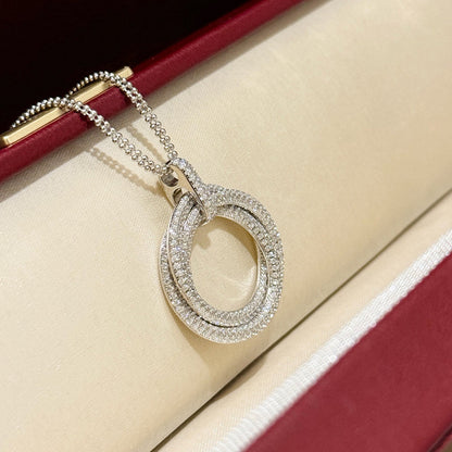 [Amore]TRINITY LARGE FULL DIAMOND  NECKLACE