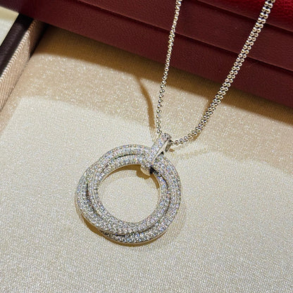 [Amore]TRINITY LARGE FULL DIAMOND  NECKLACE