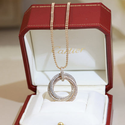 [Amore]TRINITY LARGE FULL DIAMOND  NECKLACE