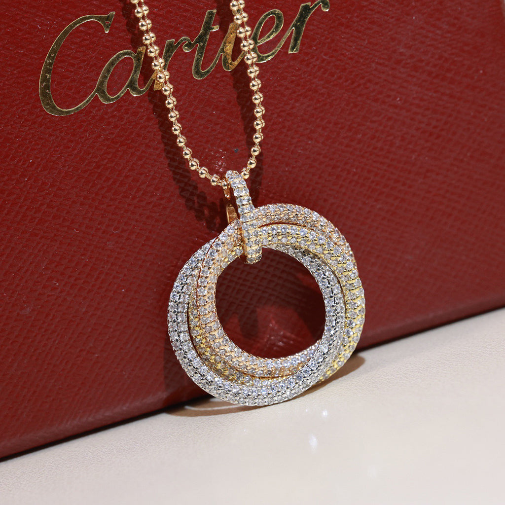 [Amore]TRINITY LARGE FULL DIAMOND  NECKLACE
