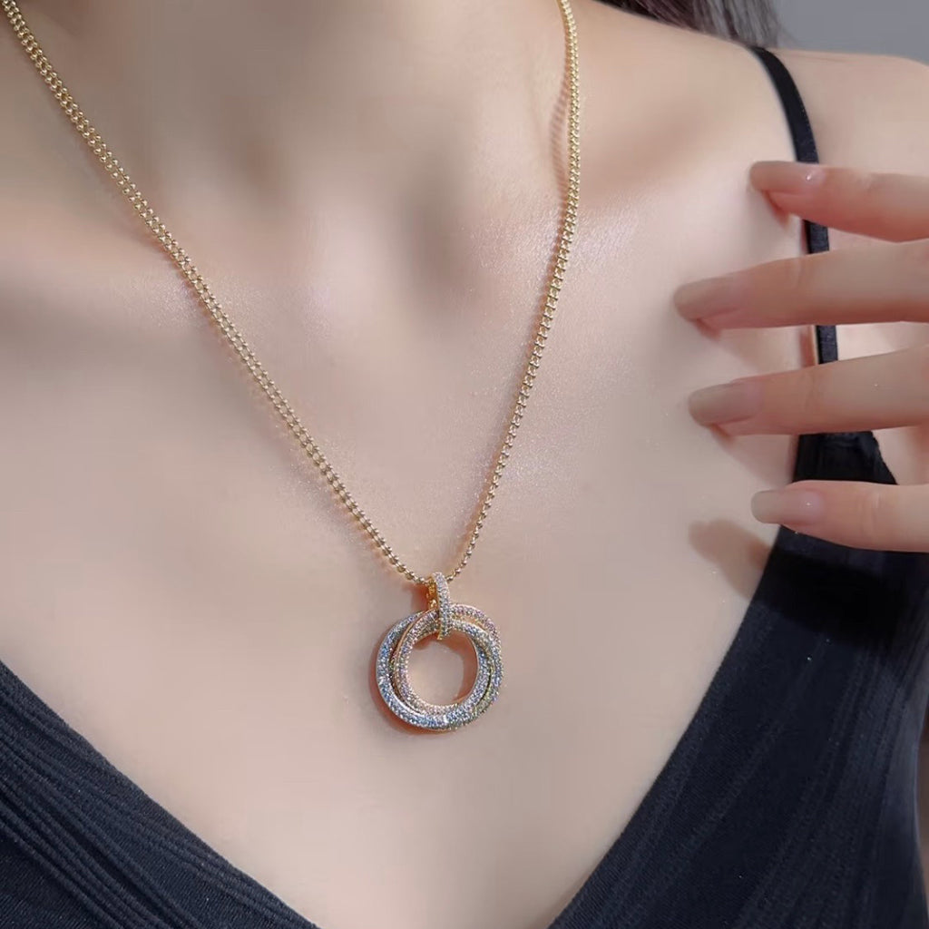 [Amore]TRINITY LARGE FULL DIAMOND  NECKLACE