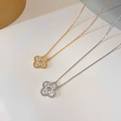 [Amore]CLOVER 15MM DIAMOND SINGLE FLOWER NECKLACE