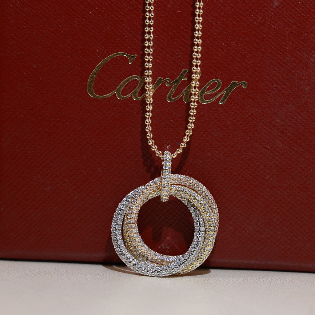 [Amore]TRINITY LARGE FULL DIAMOND  NECKLACE