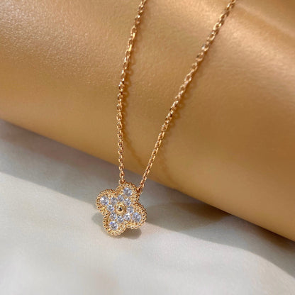 [Amore]CLOVER 15MM DIAMOND SINGLE FLOWER NECKLACE