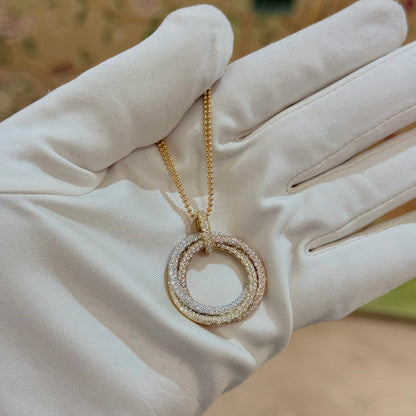 [Amore]TRINITY LARGE FULL DIAMOND  NECKLACE