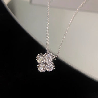 [Amore]CLOVER 15MM DIAMOND SINGLE FLOWER NECKLACE