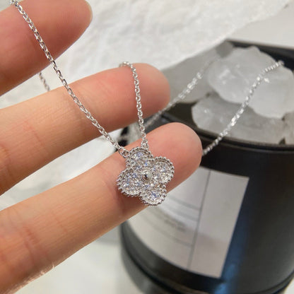 [Amore]CLOVER 15MM DIAMOND SINGLE FLOWER NECKLACE