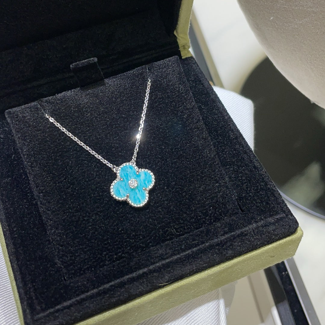 [Amore]CLOVER 15MM DIAMOND SVRES PORCELAIN  NECKLACE SILVER