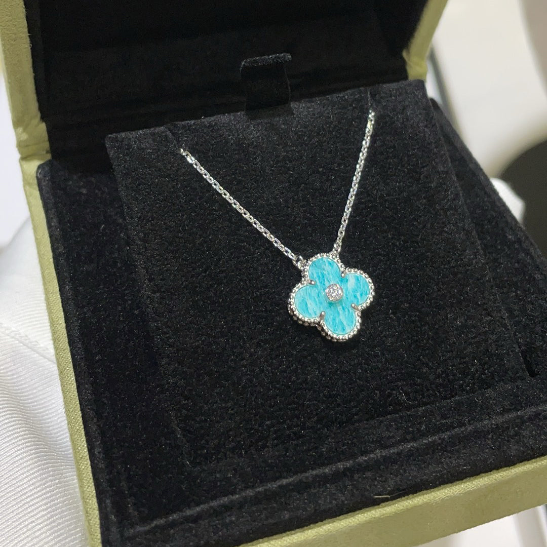 [Amore]CLOVER 15MM DIAMOND SVRES PORCELAIN  NECKLACE SILVER