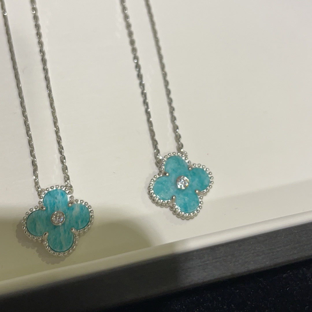 [Amore]CLOVER 15MM DIAMOND SVRES PORCELAIN  NECKLACE SILVER