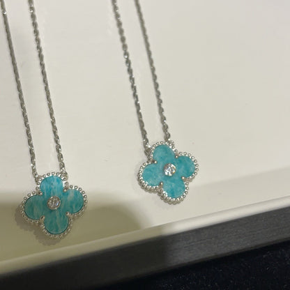 [Amore]CLOVER 15MM DIAMOND SVRES PORCELAIN  NECKLACE SILVER