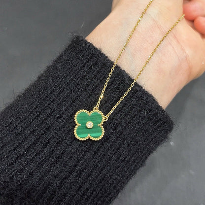 [Amore]CLOVER 15MM DIAMOND TURQUOISE NECKLACE