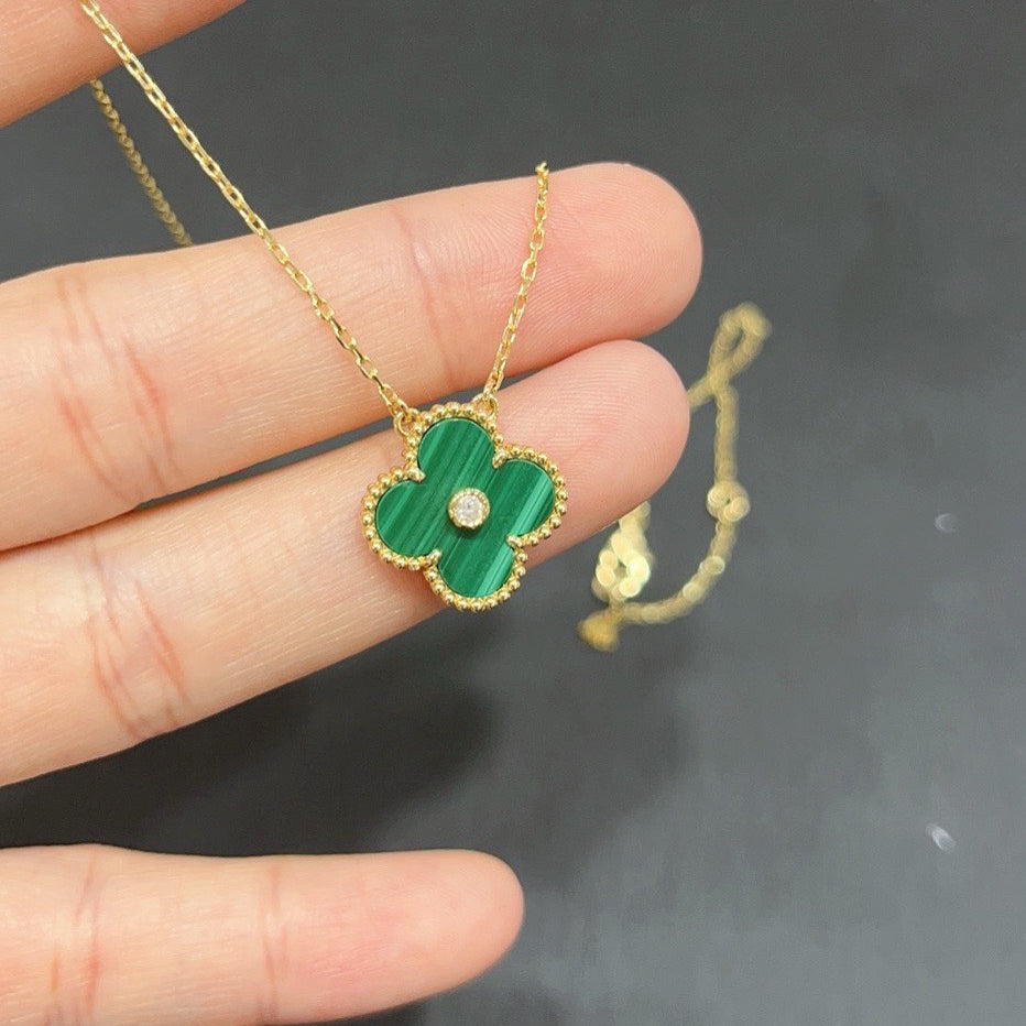 [Amore]CLOVER 15MM DIAMOND TURQUOISE NECKLACE