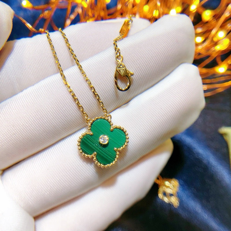 [Amore]CLOVER 15MM DIAMOND TURQUOISE NECKLACE