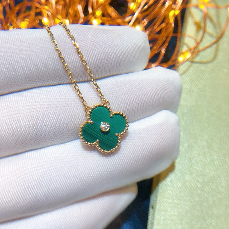 [Amore]CLOVER 15MM DIAMOND TURQUOISE NECKLACE