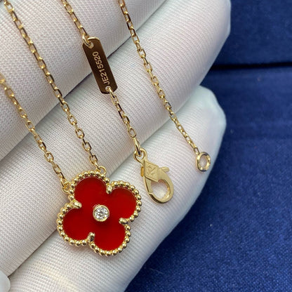 [Amore]CLOVER 15MM DIAMOND CARNELIAN NECKLACE