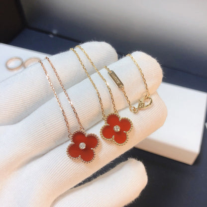 [Amore]CLOVER 15MM DIAMOND CARNELIAN NECKLACE
