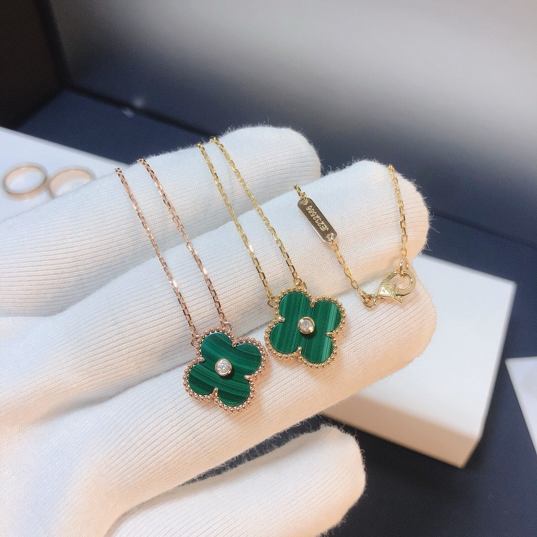 [Amore]CLOVER 15MM DIAMOND TURQUOISE NECKLACE