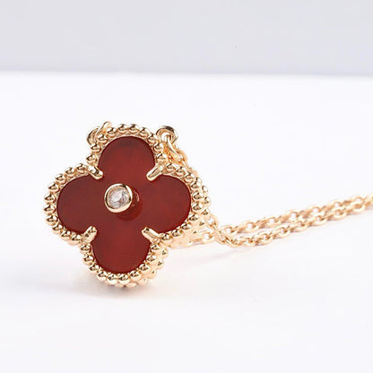 [Amore]CLOVER 15MM DIAMOND CARNELIAN NECKLACE