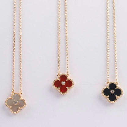 [Amore]CLOVER 15MM DIAMOND CARNELIAN NECKLACE