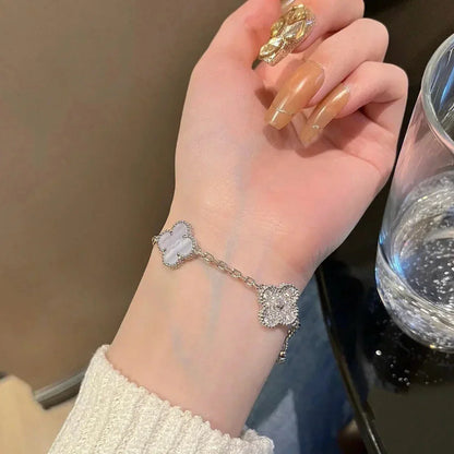 [Amore] CLOVER 5 MOTIF PURPLE CHALCEDONY BRACELET COLLECTION