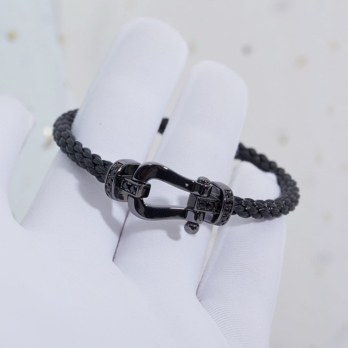 [Amore]FORCE LARGE SERIES HORSESHOE BLACK SAMURAI BRACELET