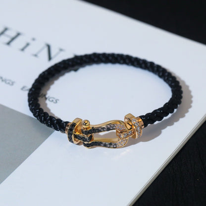 [Amore]FORCE LARGE HORSESHOE BLACK WHITE DIAMOND BRACELET ROSE GOLD