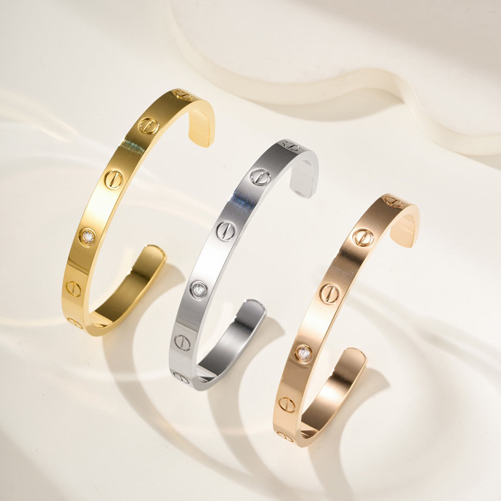 [Amore]LOVE BRACELET 6.1MM 1 DIAMOND OPEN CUFF