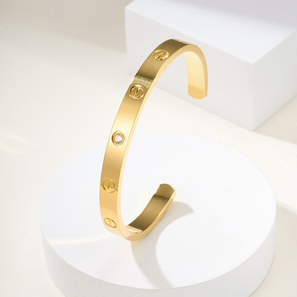[Amore]LOVE BRACELET 6.1MM 1 DIAMOND OPEN CUFF