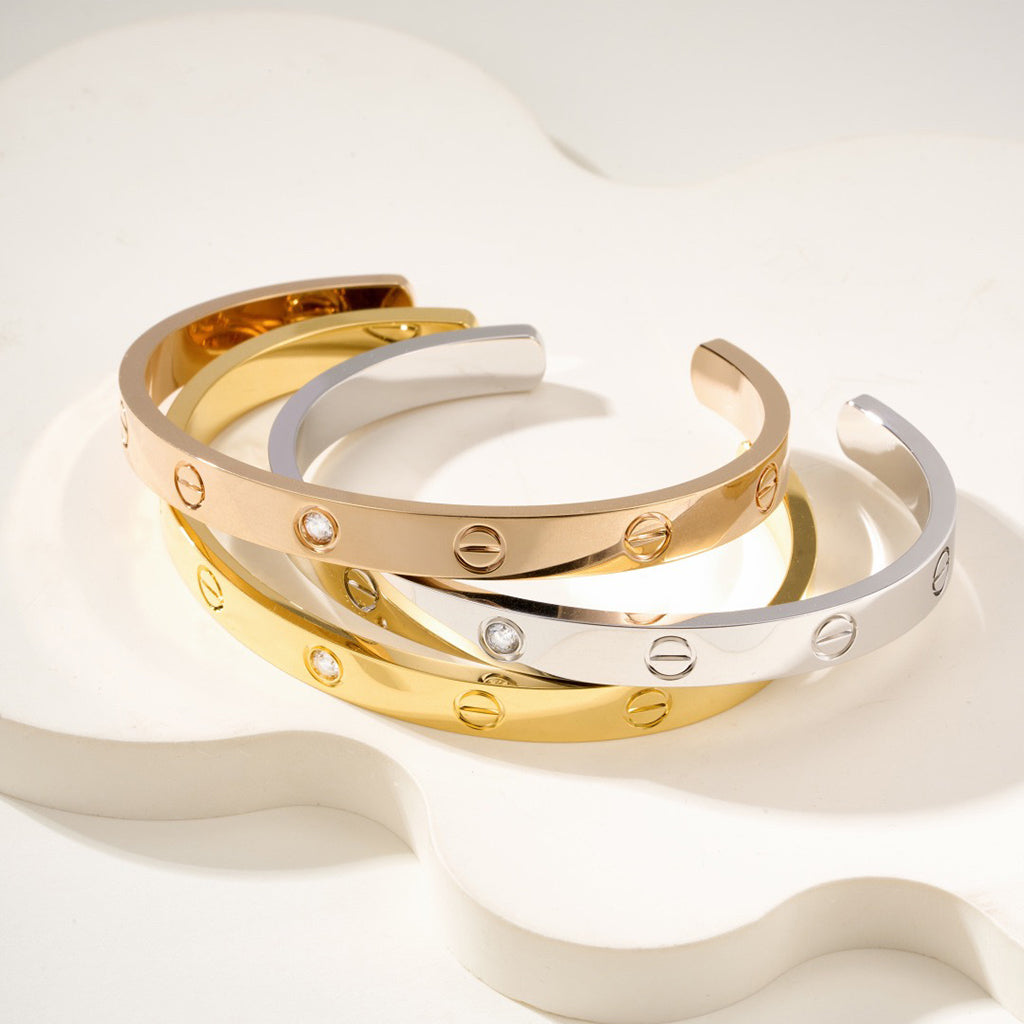 [Amore]LOVE BRACELET 6.1MM 1 DIAMOND OPEN CUFF