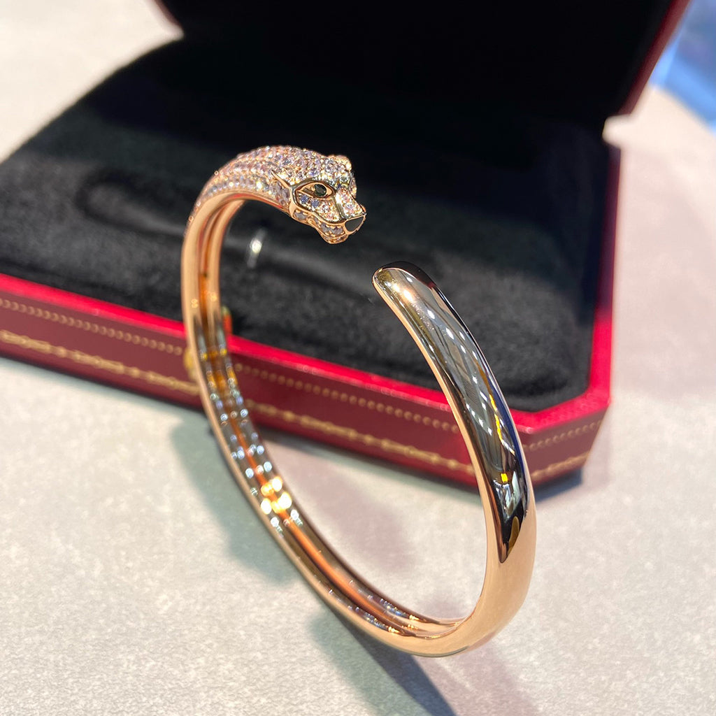 [Amore]PANTHERE HALF DIAMOND OPEN BRACELET