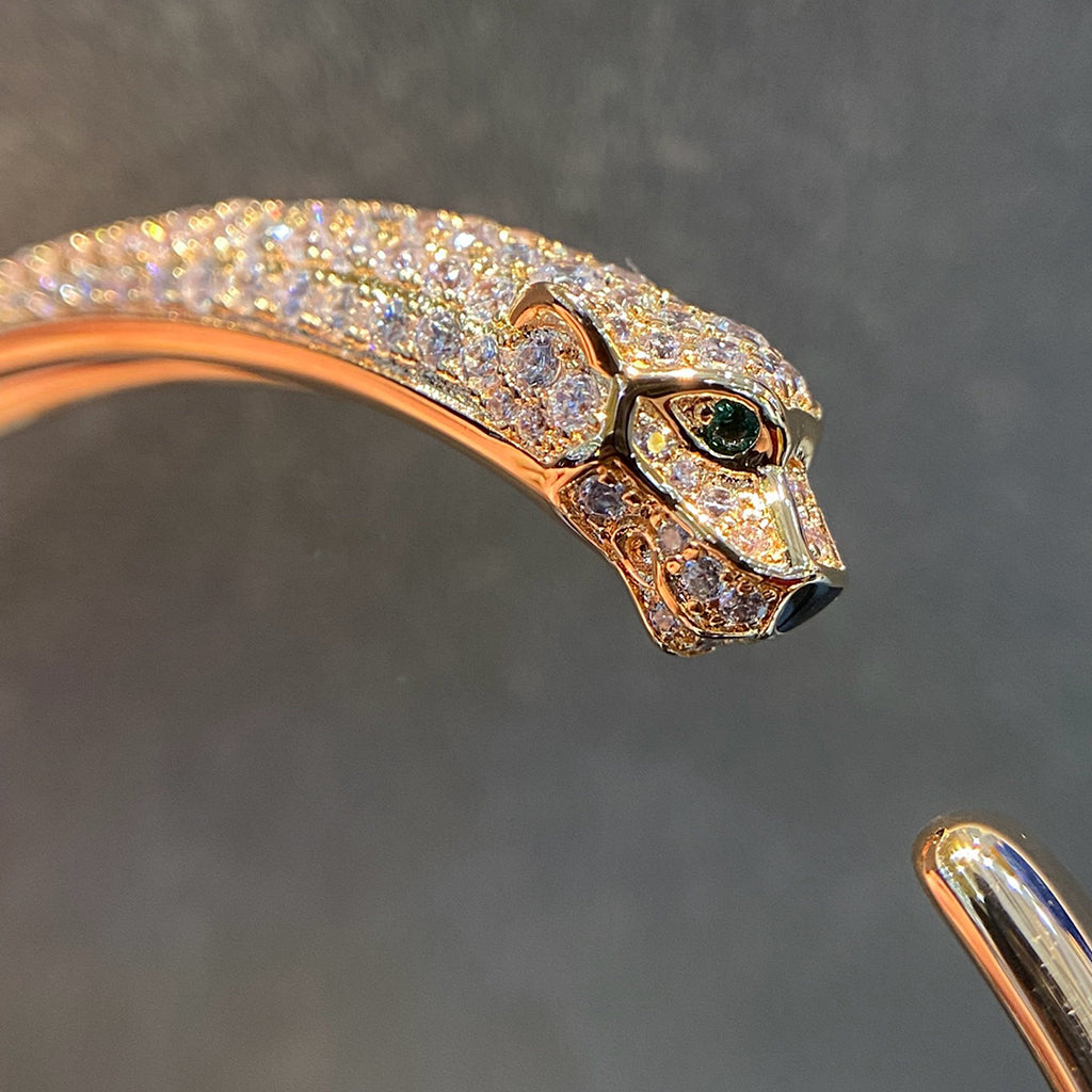 [Amore]PANTHERE HALF DIAMOND OPEN BRACELET