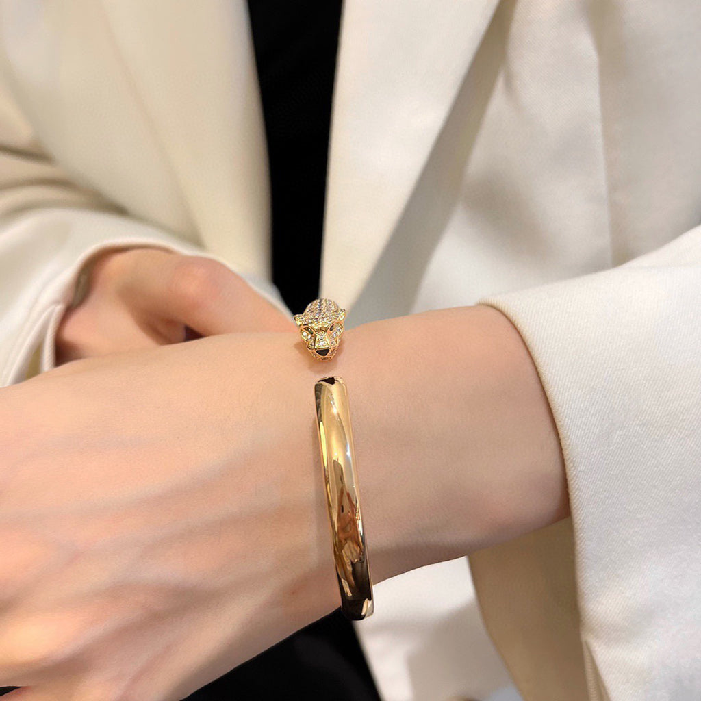 [Amore]PANTHERE HALF DIAMOND OPEN BRACELET