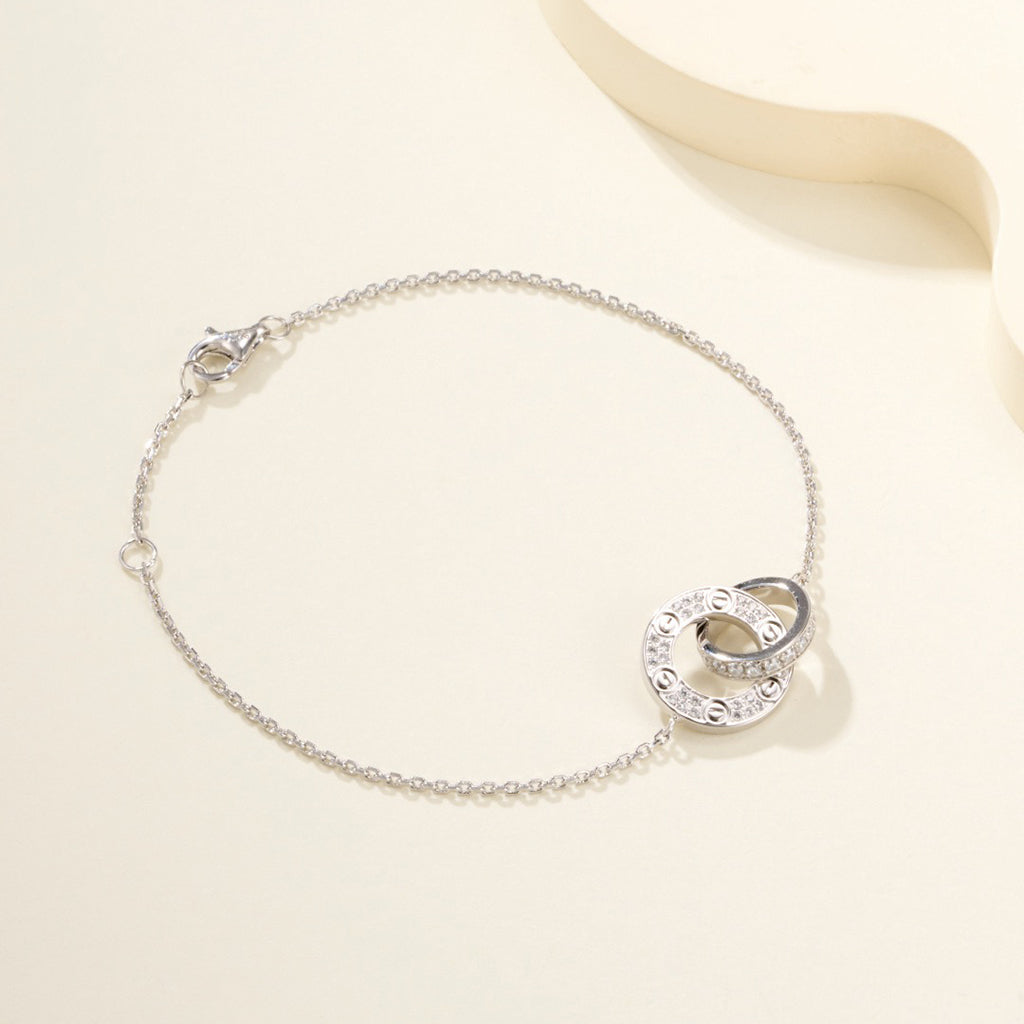 [Amore]LOVE DOUBLE RING FULL DIAMOND BRACELET