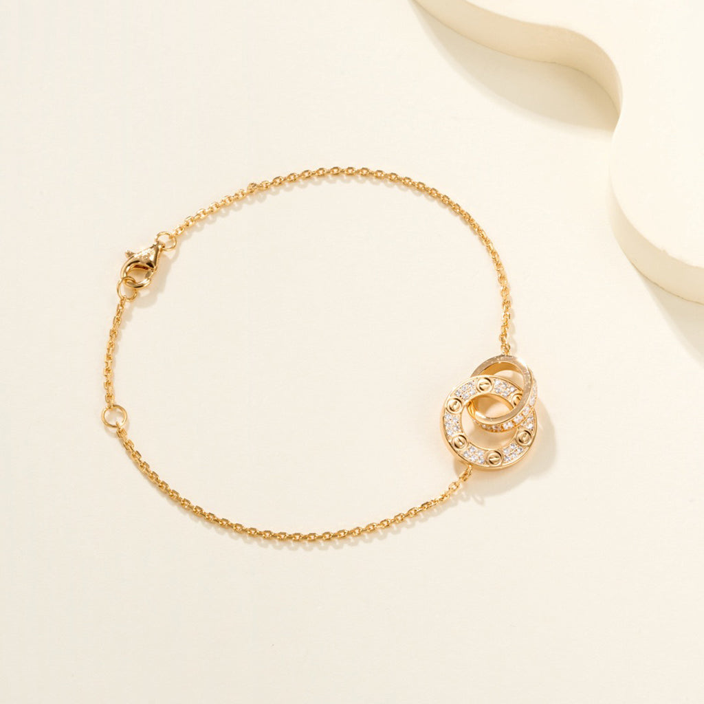 [Amore]LOVE DOUBLE RING FULL DIAMOND BRACELET