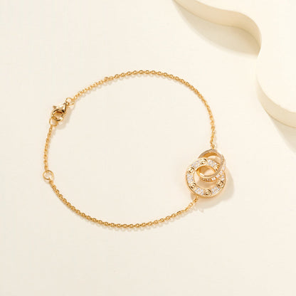 [Amore]LOVE DOUBLE RING FULL DIAMOND BRACELET