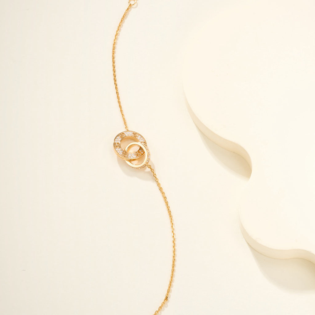 [Amore]LOVE DOUBLE RING FULL DIAMOND BRACELET
