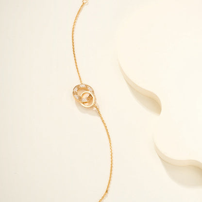 [Amore]LOVE DOUBLE RING FULL DIAMOND BRACELET