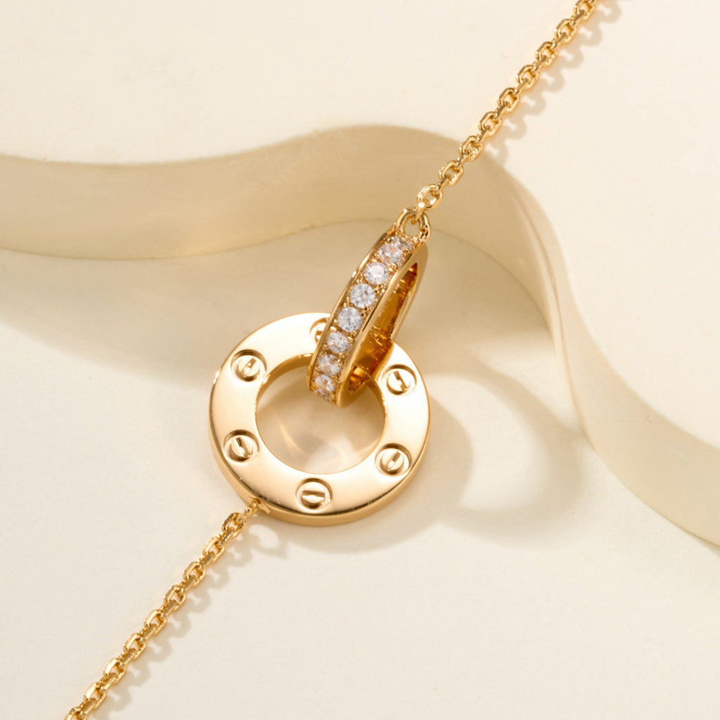 [Amore]LOVE DOUBLE RING FULL DIAMOND BRACELET