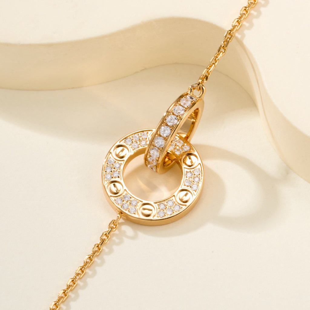 [Amore]LOVE DOUBLE RING FULL DIAMOND BRACELET