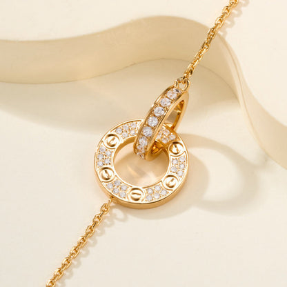 [Amore]LOVE DOUBLE RING FULL DIAMOND BRACELET