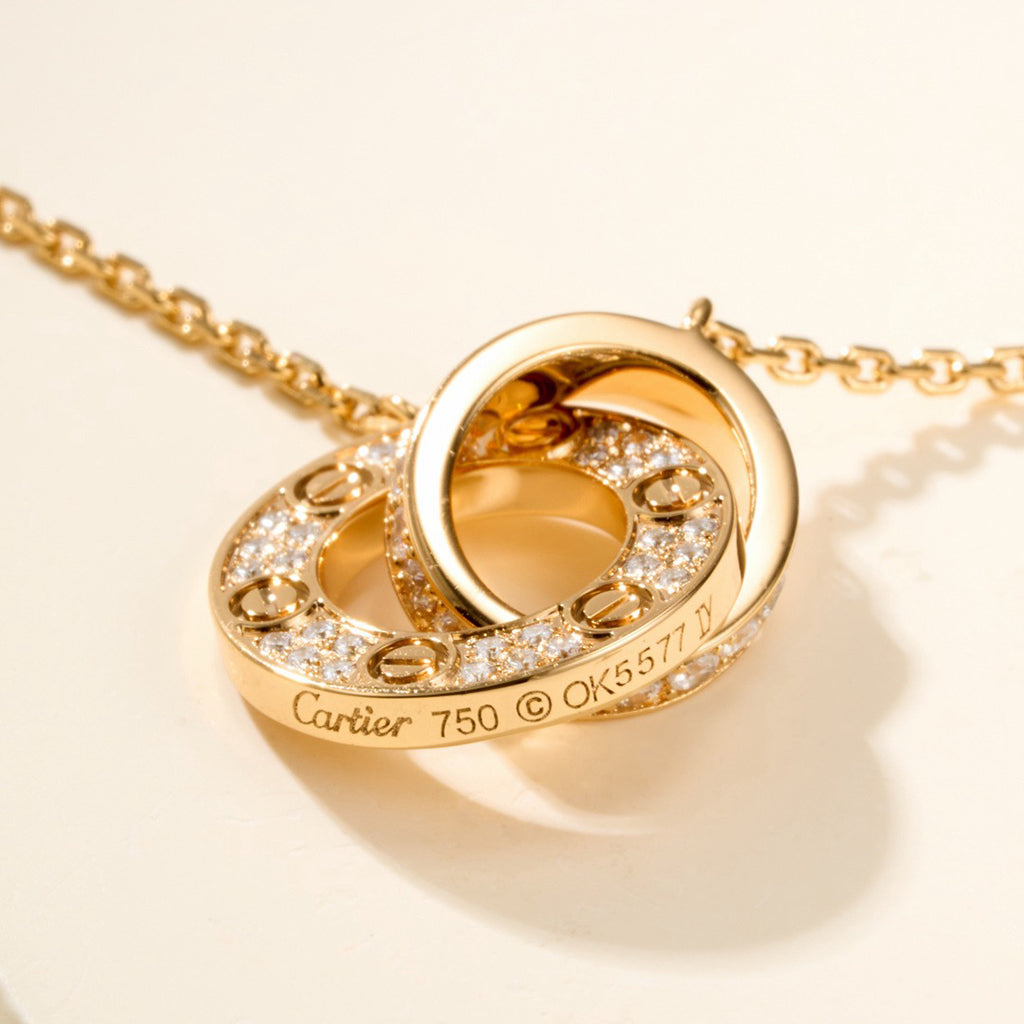 [Amore]LOVE DOUBLE RING FULL DIAMOND BRACELET