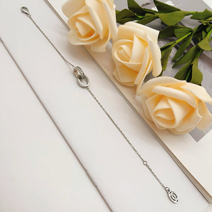 [Amore]LOVE DOUBLE RING HALF DIAMOND BRACELET