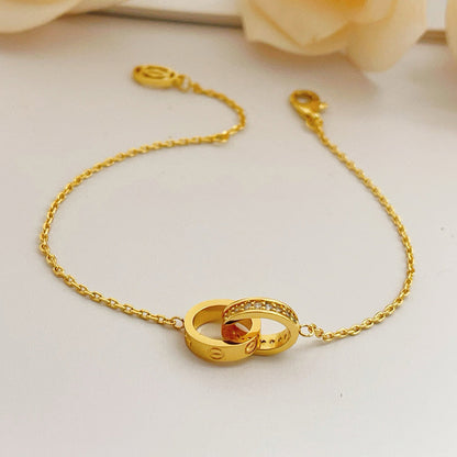 [Amore]LOVE DOUBLE RING HALF DIAMOND BRACELET